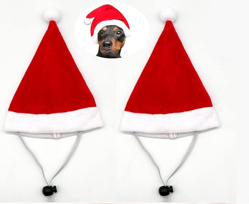 ProCover 2Pcs Mini Dog Santa Hat for Dog Christmas Hat, Christmas Party Dressup(Red) - Image 1